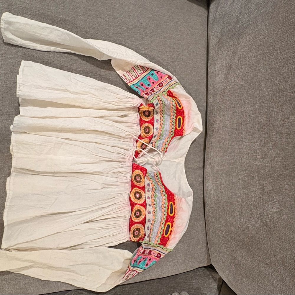 Embroidered White Boho Top
